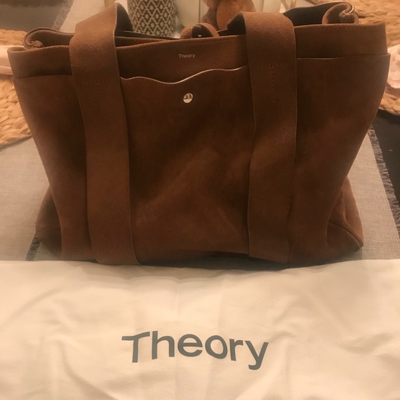 Theory Handbags - Theory Large Signature Tote Suede Bag in Cedar